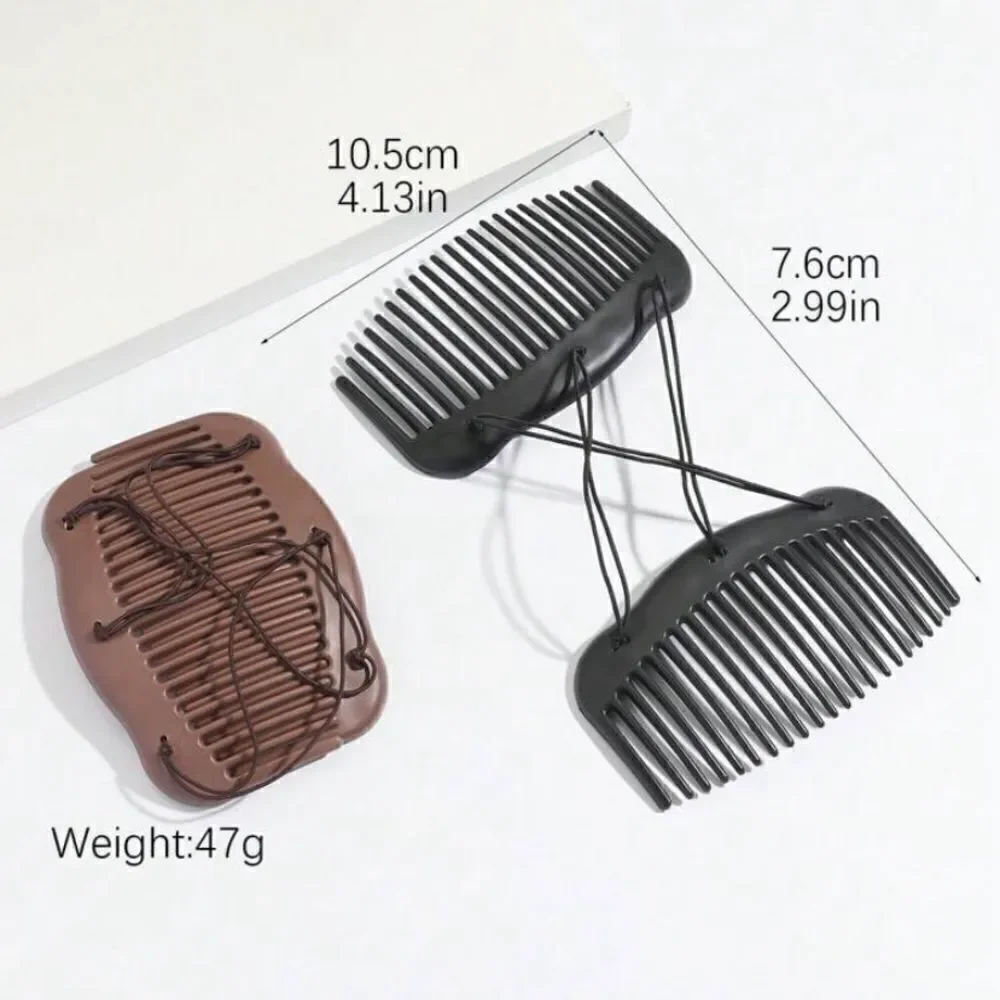 Black Double Hair Comb Elastic Bun Updo
